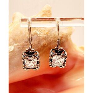 925 SS Silpada "Uptown" CZ Dangle Earrings with Hinged Detail & Filigree Design